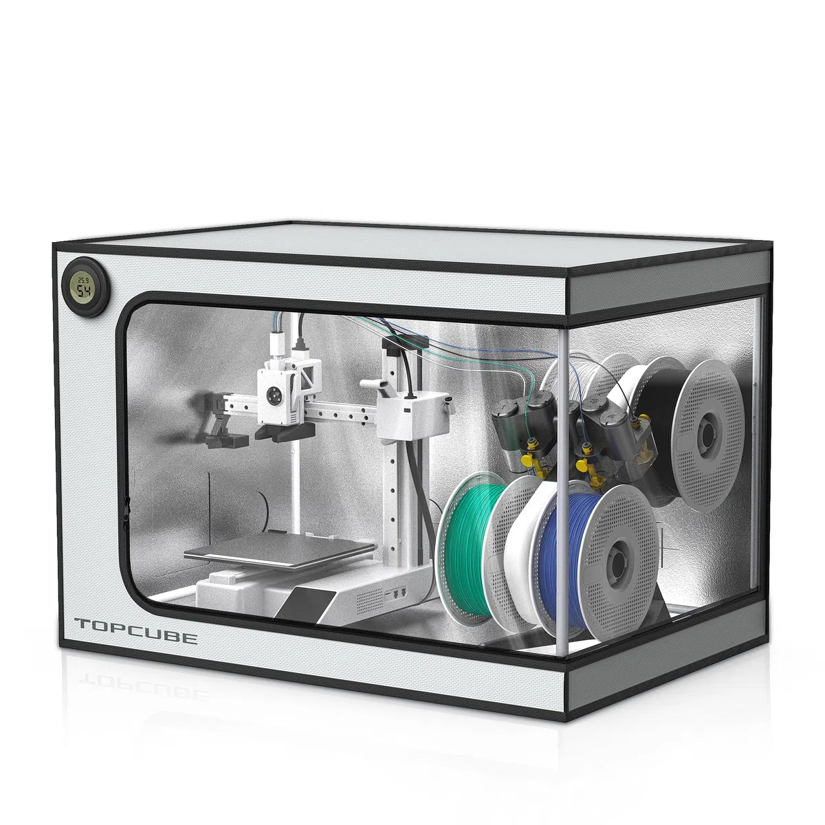 TOPCUBE Bambu Lab Bambu Lab A1 Mini Combo Obudowa drukarki 3D ze stali nierdzewnej ze światłem LED, trudnopalna, pyłoszczelna, redukcja szumów, stała temperatura, 735 x 495 x 495 mm