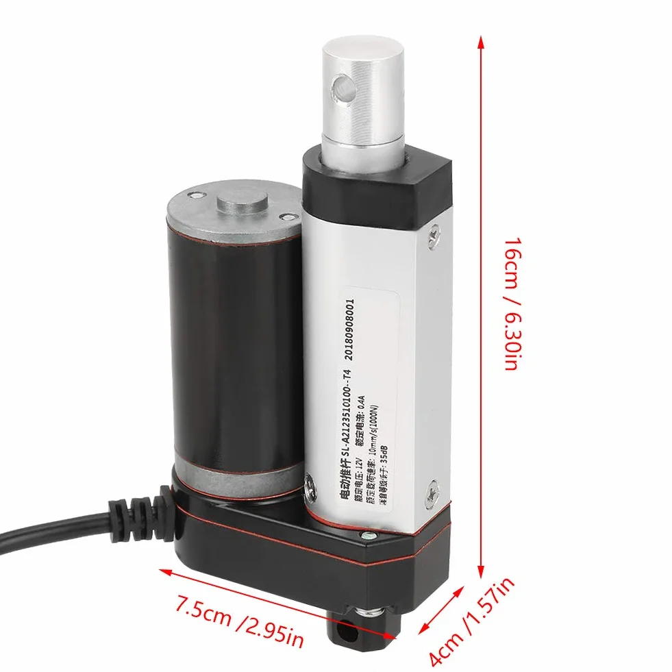 Siłownik liniowy, siłownik liniowy DC 12V Odporność 35mm Maksymalny skok 1000N przy maksymalnej prędkości 10mm / s