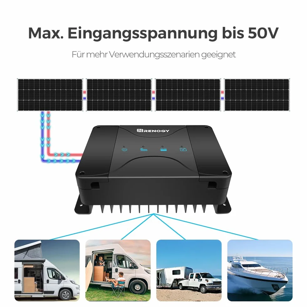Renogy Ładowarka do akumulatorów 30 A DCDC Mppt regulator ładowania solarnego 12 V, niezależna od sieci do akumulatora rozruchowego i zasilającego do kampera, przyczepy kempingowej