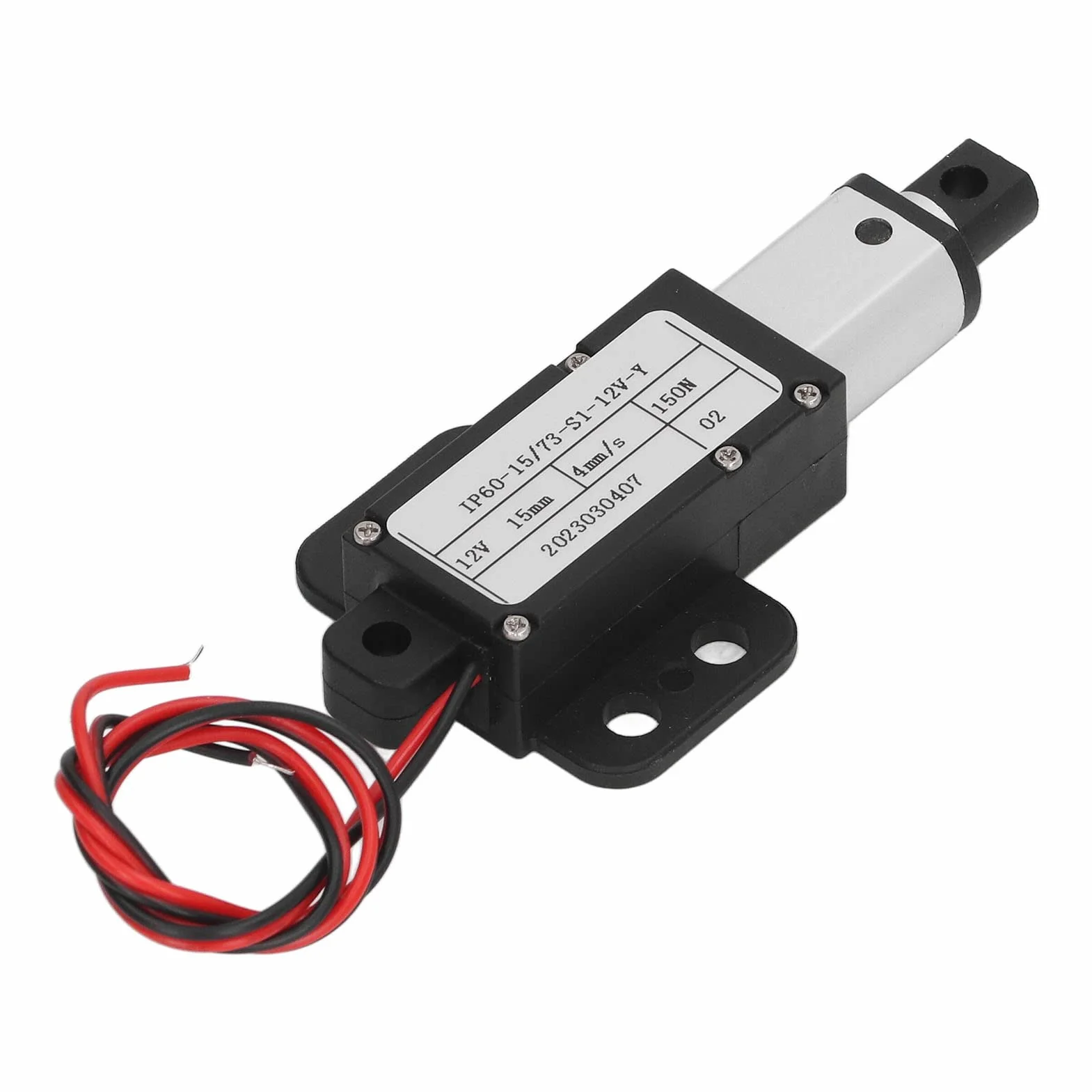 Elektryczny Mikro Siłownik Liniowy 12V DC 150N Skok 0,59 z Uchwytem Montażowym