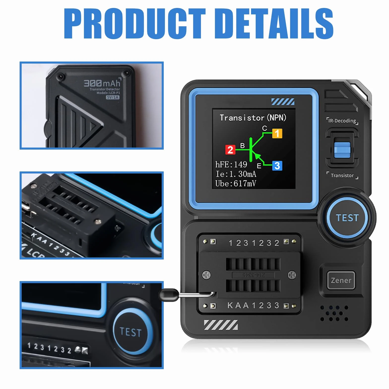 LCR-P1 tester tranzystorowy miernik LCR z kolorowym wyświetlaczem NPN PNP MOSFET IR
