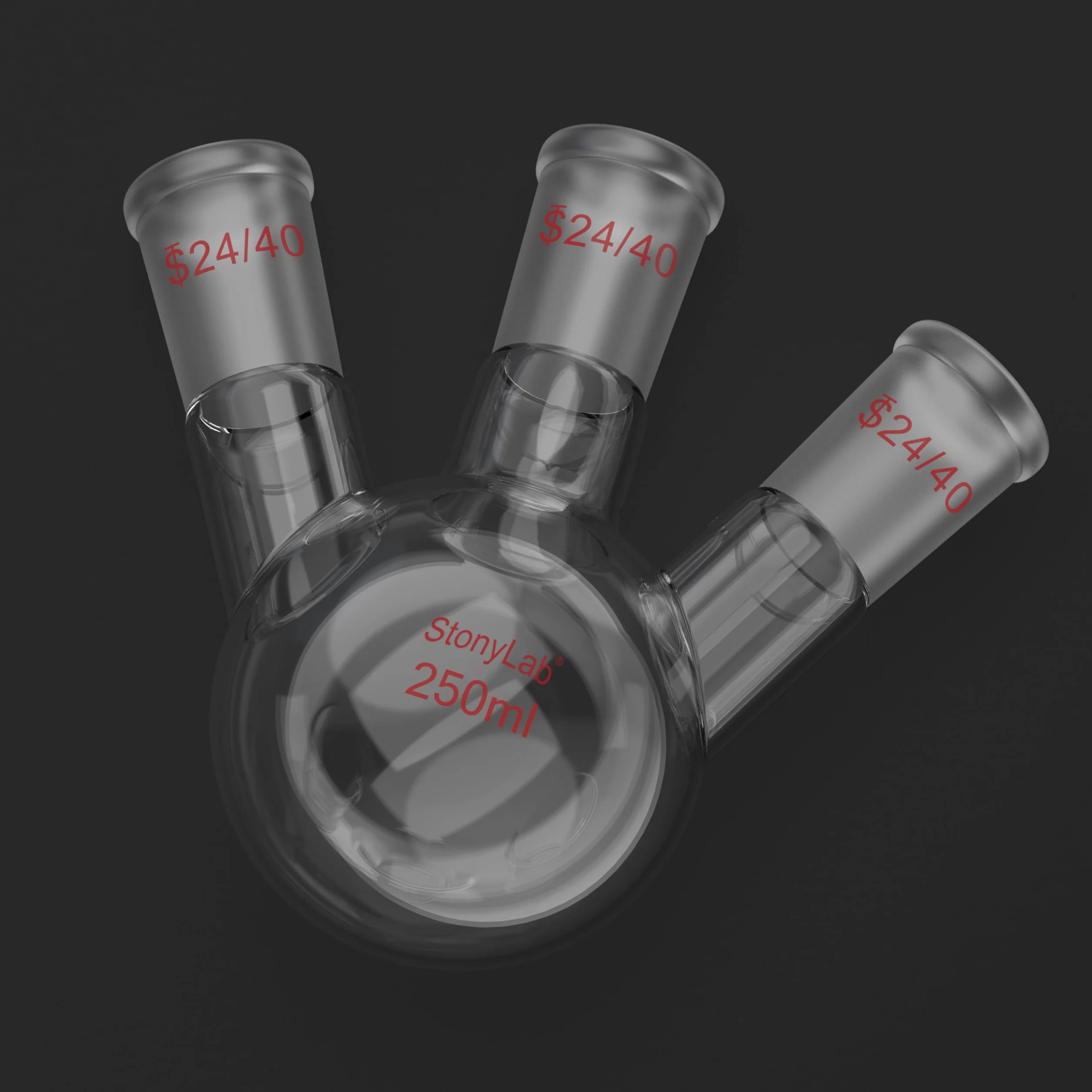StonyLab Glass 250 ml 3 szyjka okrągła dolna piersiówka RBF 24/40