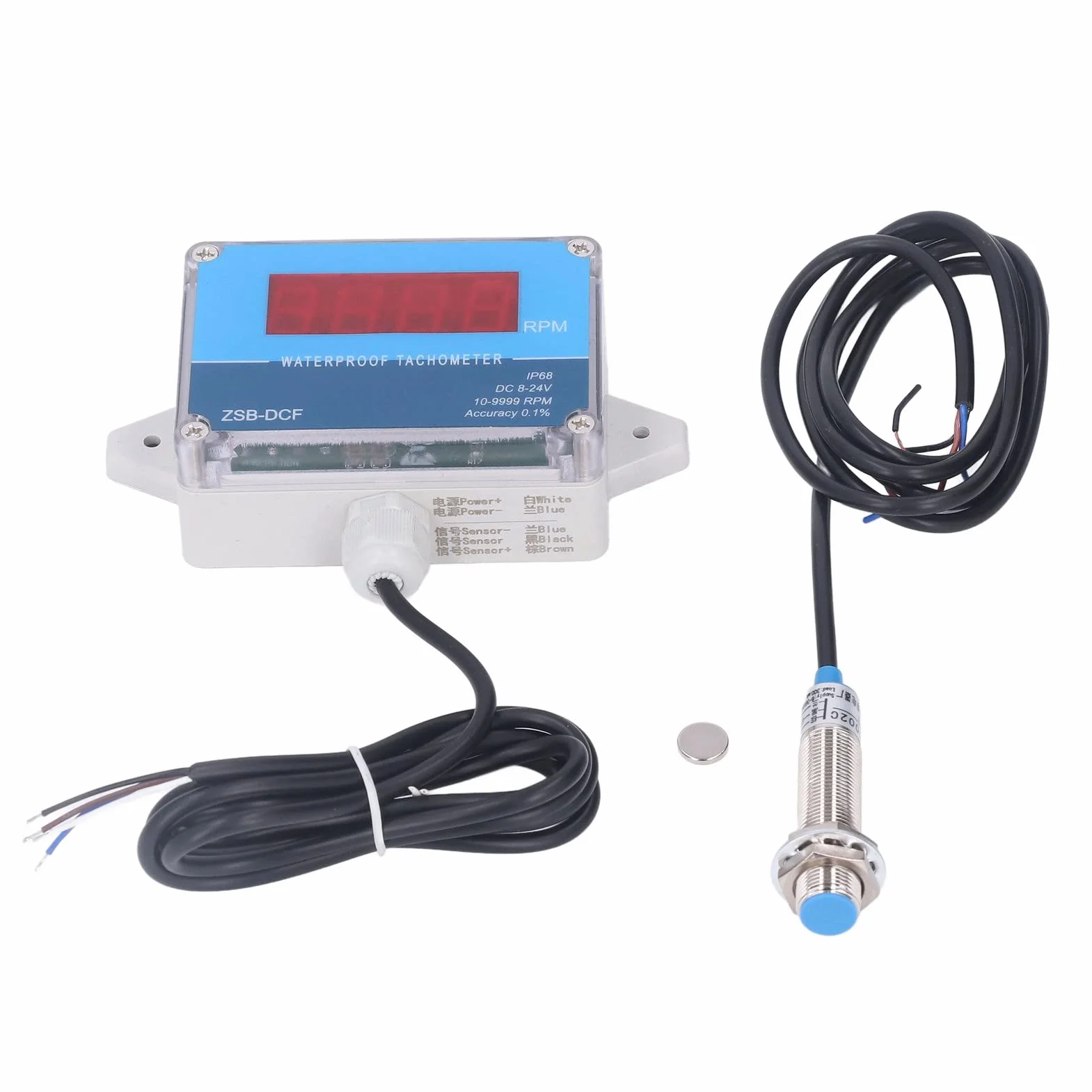 Obrotomierz Silnika IP68 Wodoodporny Cyfrowy Wyświetlacz LED DC 8-24V z Czujnikiem Halla