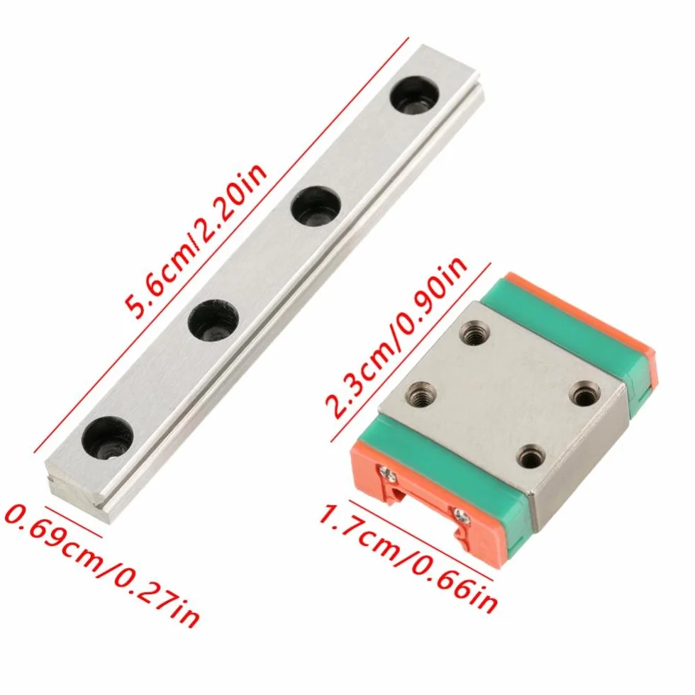 1 szt. LWL7B miniaturowa prowadnica liniowa szerokość 7 mm + blok suwakowy (55 mm)