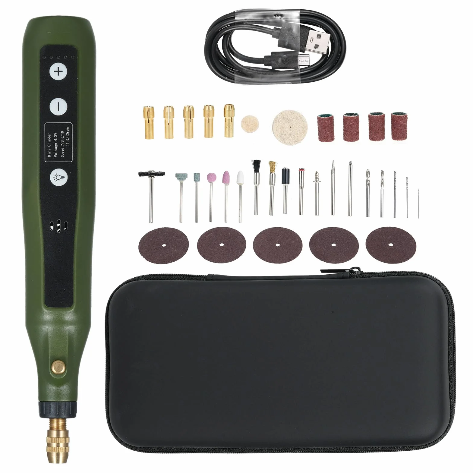 Mini Rotary Tool Kit 5-Speed Multi-Purpose Rotary Tool Set Carving Sanding Grinding Polishing (Zielony)