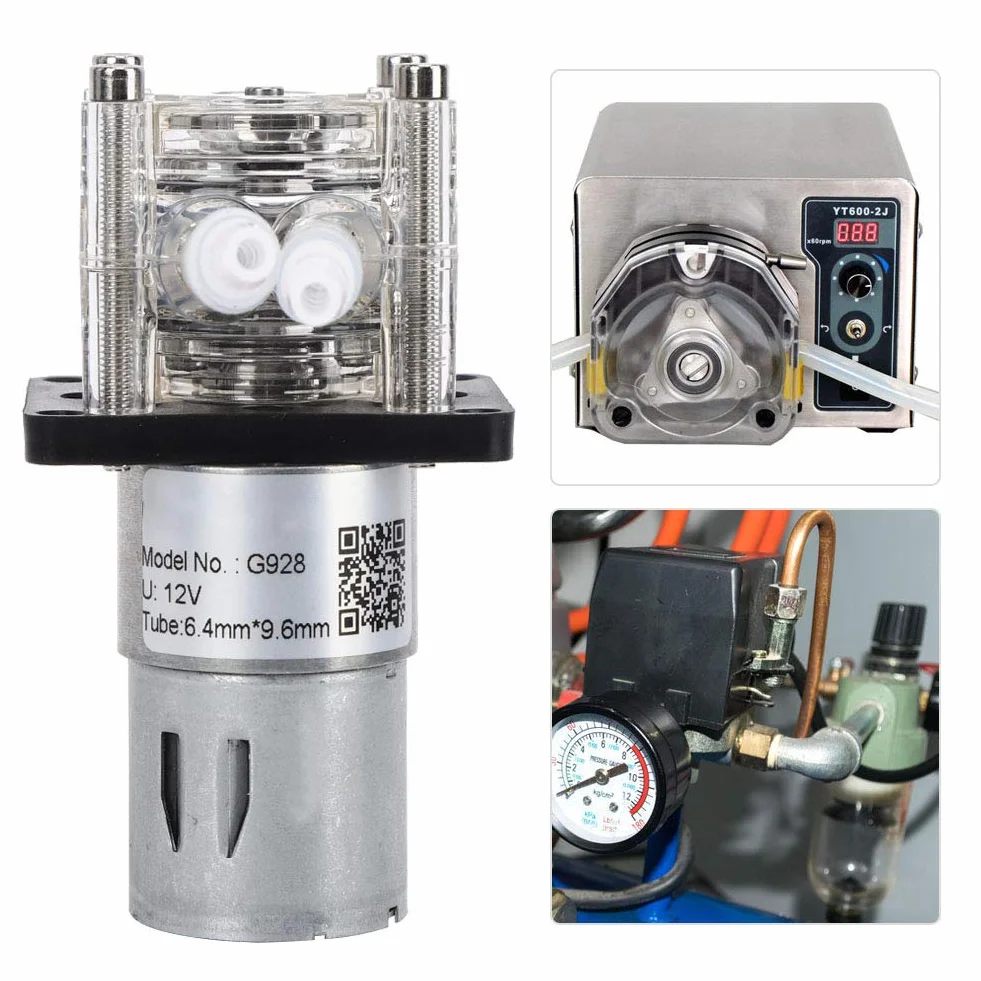 Oumefar Pompa perystaltyczna DC 12 V, pompa dozująca, pompa perystaltyczna, trzy rolki, duża pompa dozująca przepływu, ilościowa pompa dozująca kroplówka do skrzyni biegów, silników, laboratorium, akwarium