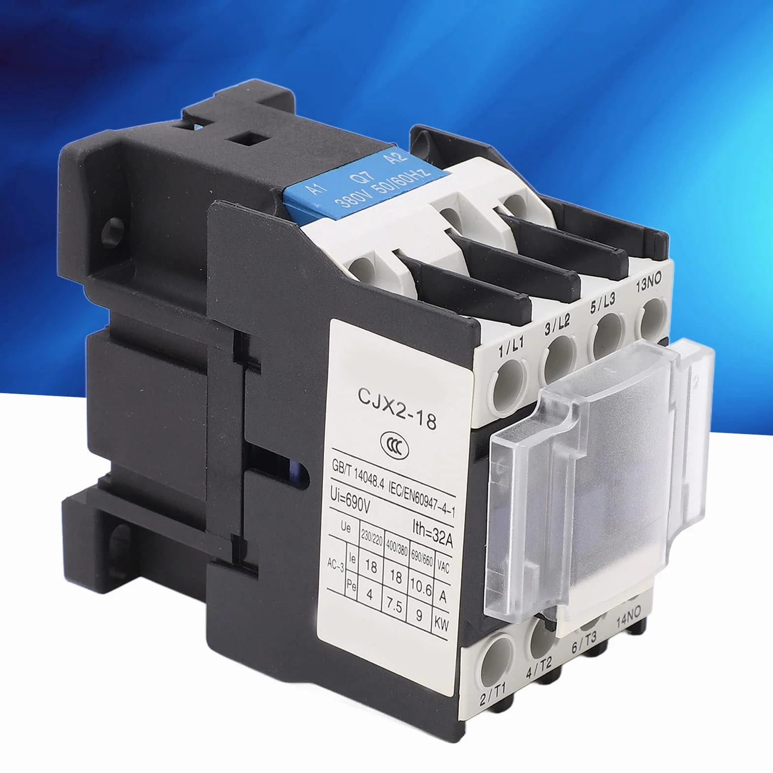 Stycznik AC, CJX2-1810 380V18A 3P Stycznik silnika elektrycznego 3-fazowy sterownik silnika szynowego