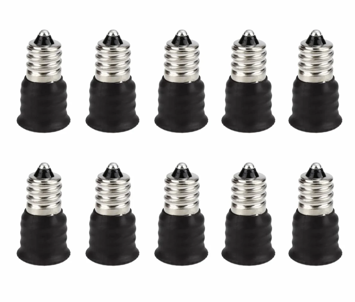 ShuoHui 10 Sztuk E12 na E14 Adapter Cokołu Lampy do Żarówek LED, Halogenowych i Energooszczędnych