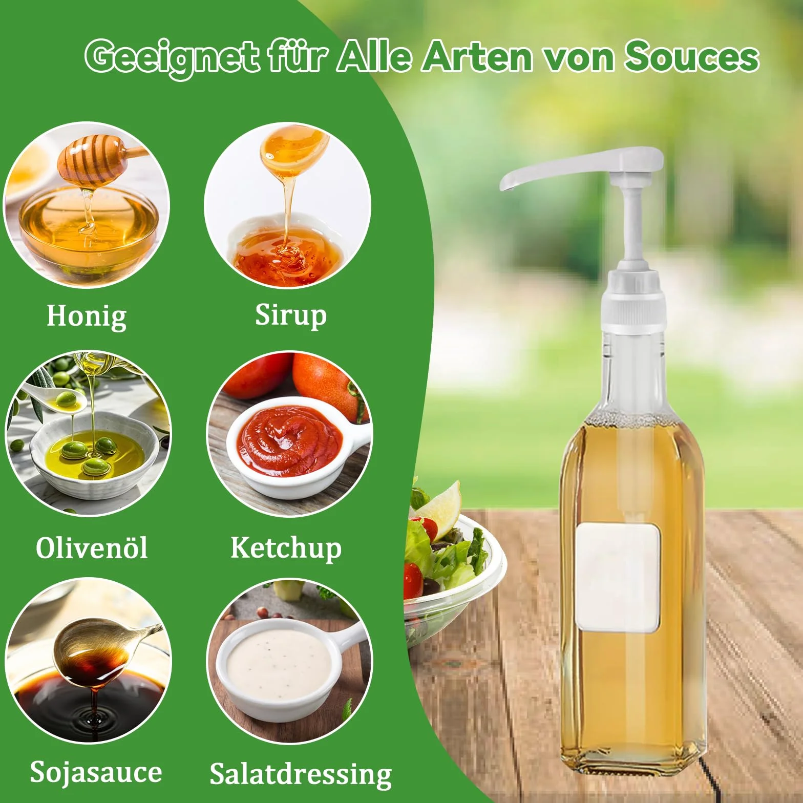 Zestaw 6 pompek dozujących do syropu Monin, bez cukru, 5 ml, precyzyjny dozownik, wielokrotnego użytku, kompatybilna z butelkami o pojemności 250 ml, zestaw do syropu Monin, do kawiarni, restauracji