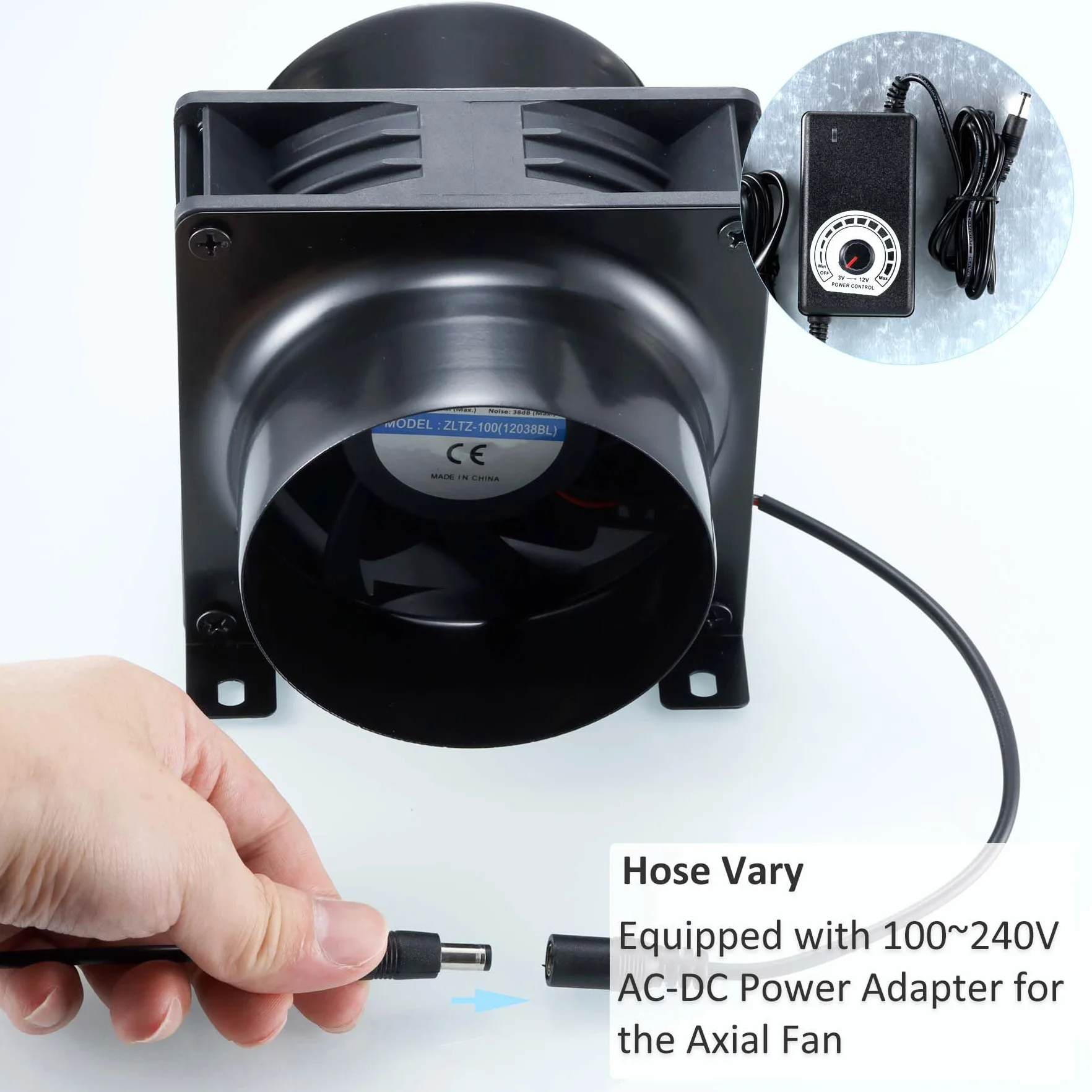 Wentylator rurowy 100 mm 12 V 3000 obr./min ze ściemniaczem 0~100%