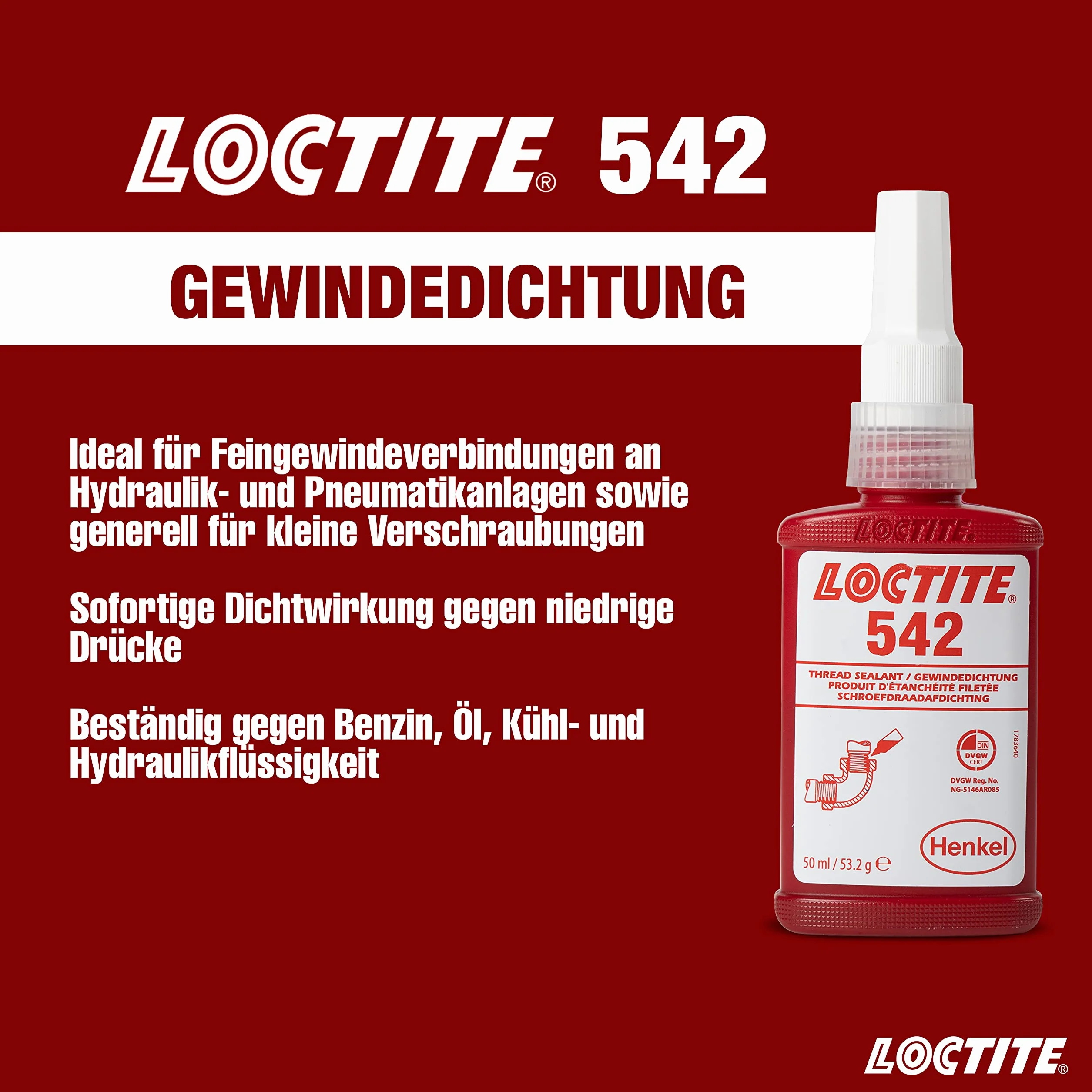 Uszczelka gwintowana, LOCTITE 542, 50 ml