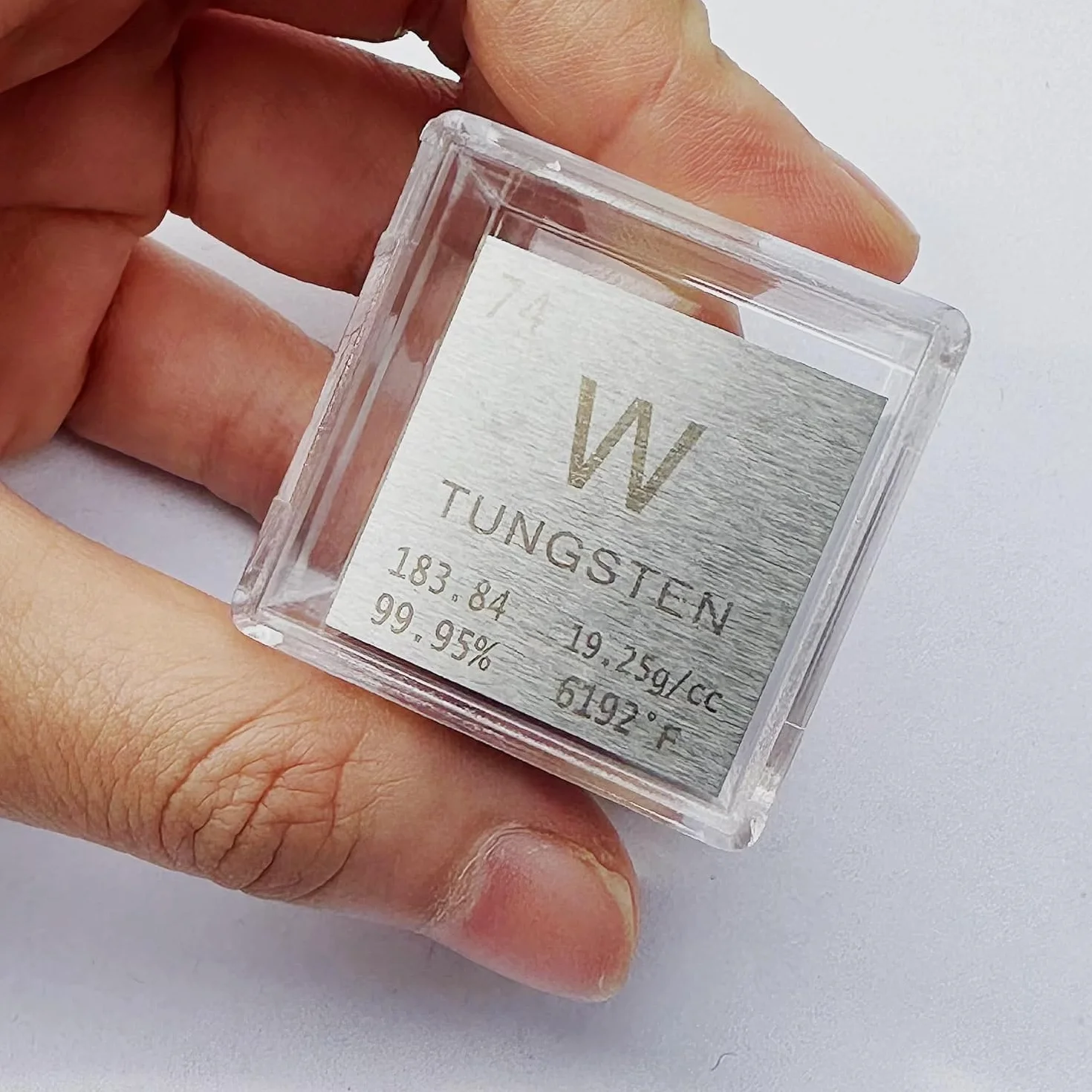 1 cal wolfram kostka metalowa, gęsta kostka z pudełkiem akrylowym, 99,95% czystości, narzędzie do nauki, prezent dla uczniów, nauczycieli, nauki, chemii, dla miłośników hobby, do samodzielnego