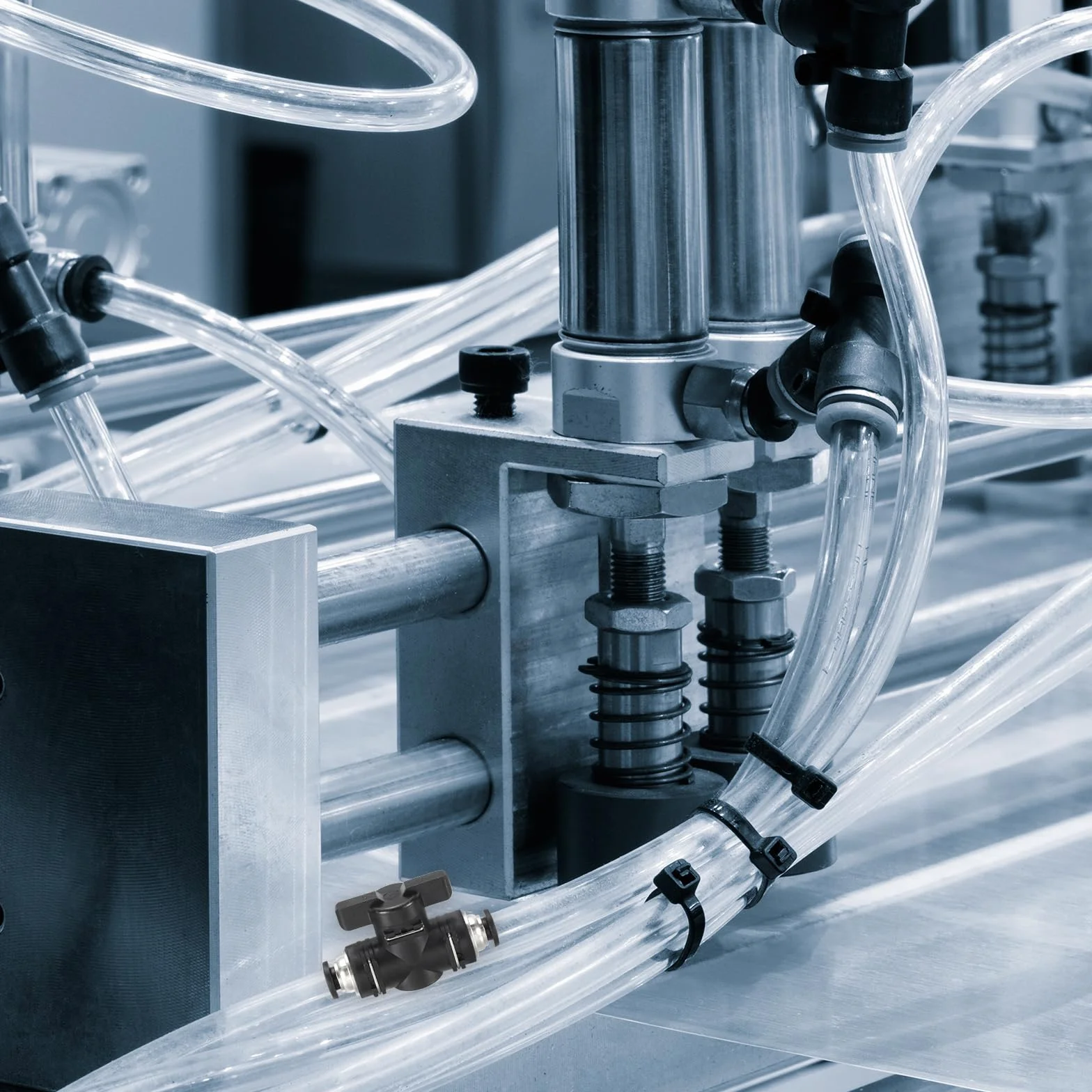 PATIKIL Pneumatyczny zawór kulowy 4 mm, OD BUC Push to Connect, złączki rurowe, zawór kulowy, prosty zawór sterujący przepływem powietrza, do hydraulicznego powietrza, czarno-srebrny