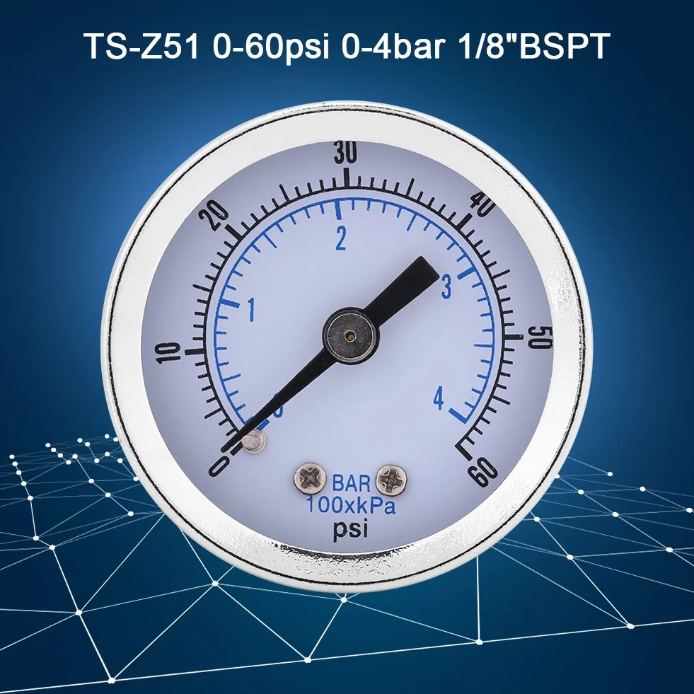 Manometr Aramox, 40mm tarcza zegarowa 0-60psi / 0-4bar Manometr manometr z podwójną skalą do wody i oleju, złącze gwintowe BSPT 1/8 "
