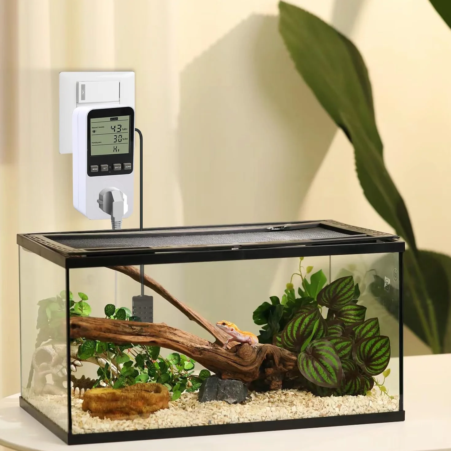 Termostat gniazdkowy 230 V regulator wilgotności z czujnikiem do szklarni terrarium ogrzewania chłodzenia