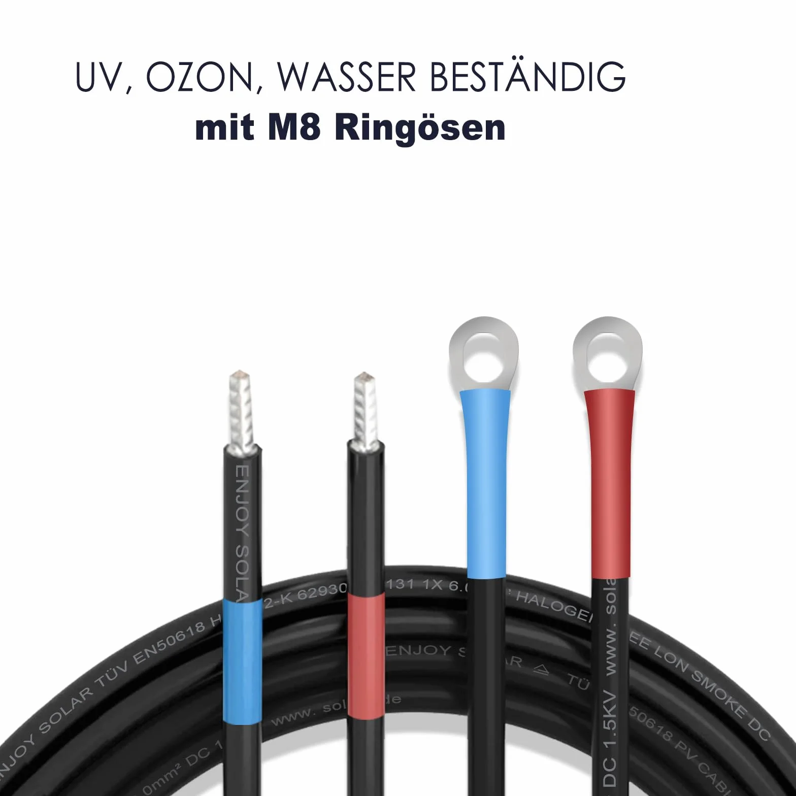 Enjoysolar 6 mm² kabel do akumulatora solarnego 30A M8 3m