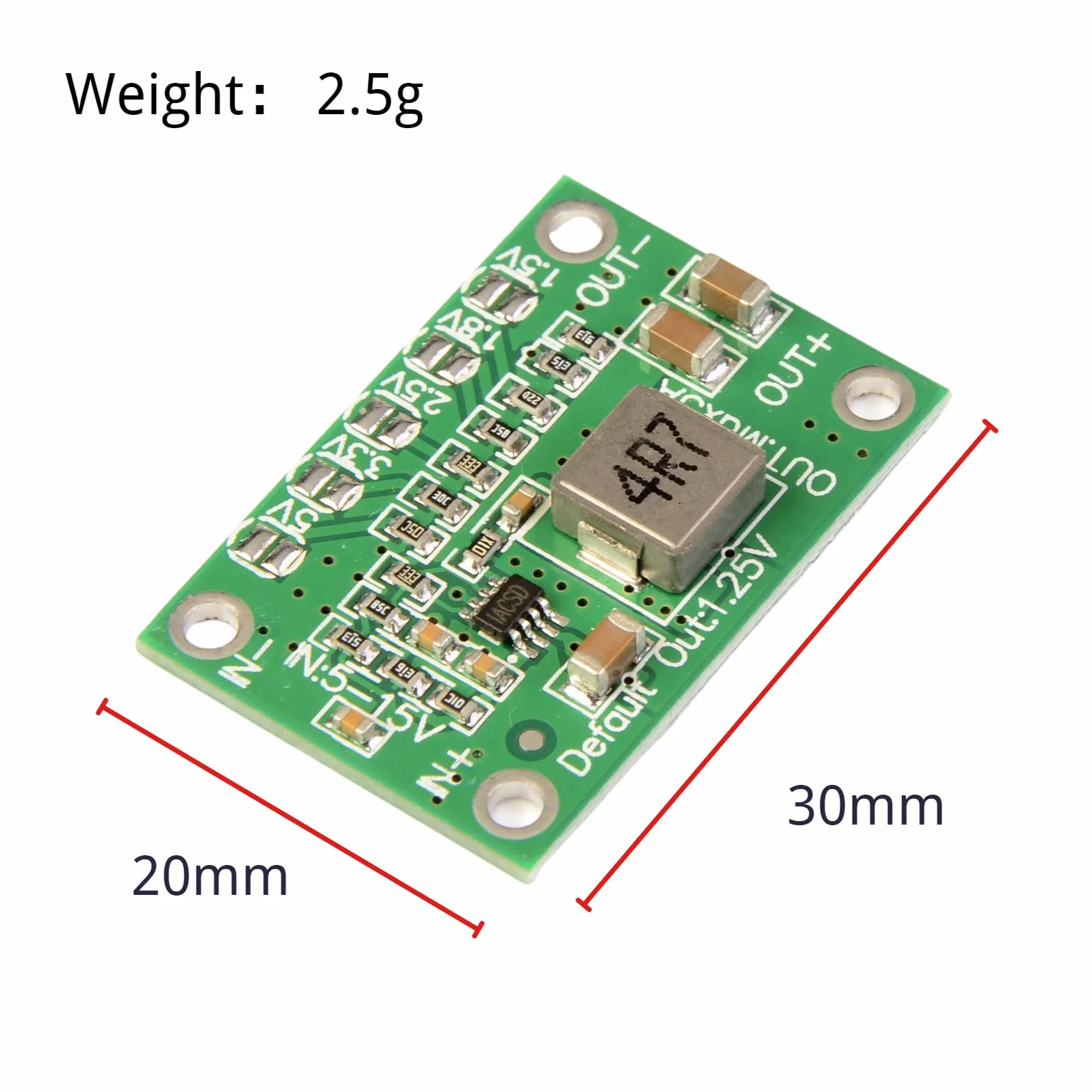 Podpórka krokowa DC 5 V-15 V do 1,25 V/1,5 V/1,8 V/2,5 V/3,3 V 3 A regulowana przetwornica napięcia Buck, moduł zasilający, adapter (5 sztuk)