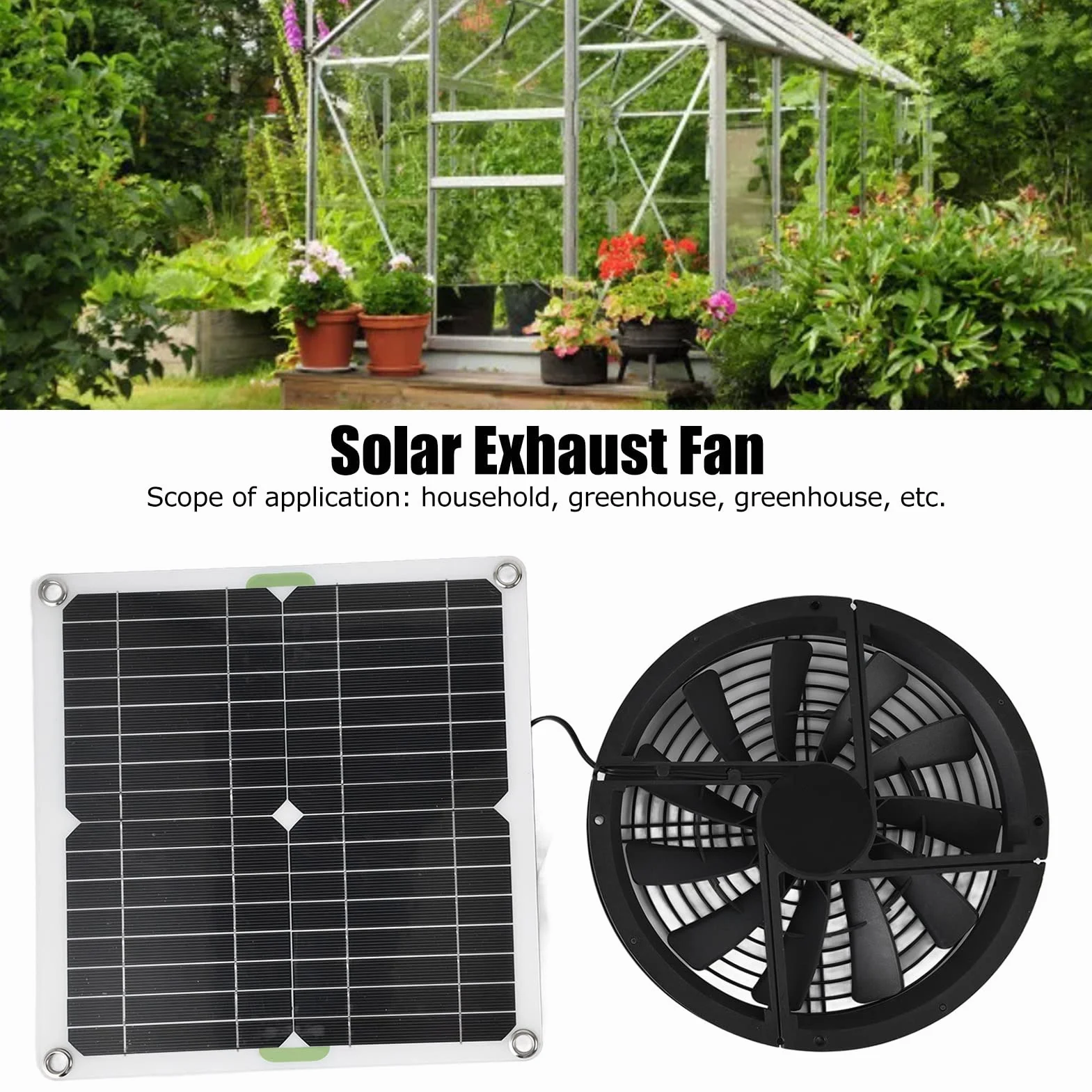 100W Solar Panel Fan Kit, Odporny Na Warunki Atmosferyczne Zasilany Energią Słoneczną Attic Ventilator, 12V 10in Panel Słoneczny Wentylator Wyciągowy