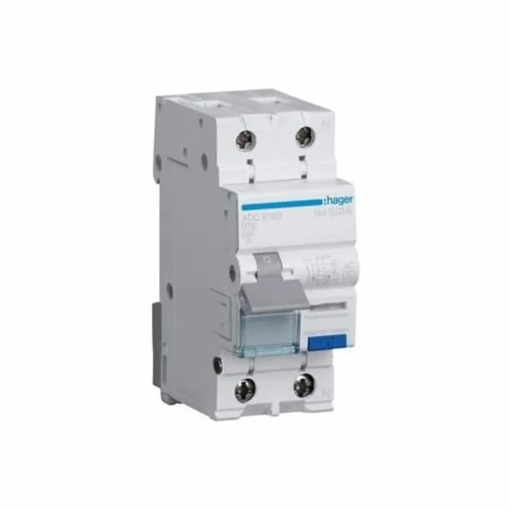 Hager Przełącznik FI/wyłącznik nadprądowy 1-biegunowy + N 16 A-B 30 mA ADC916D