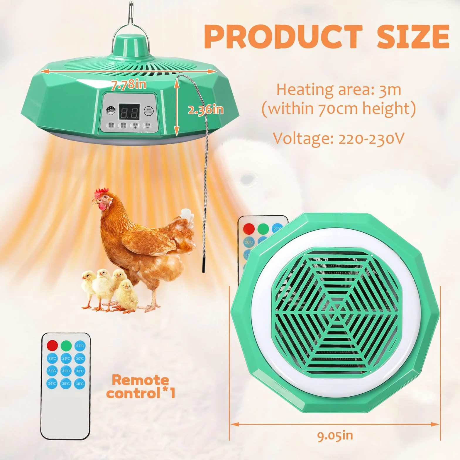 Lampa grzewcza kurnik 500 W płyta grzewcza dla piskląt z regulacją wysokości
