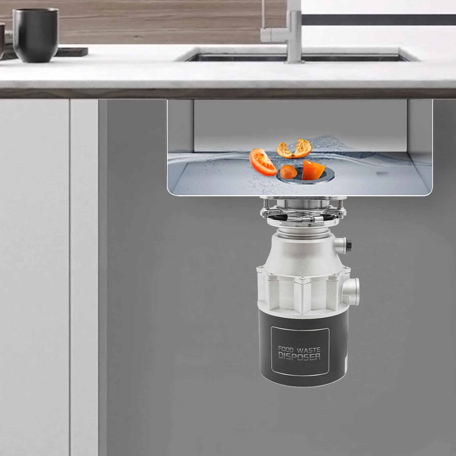 MINRS Rozdrabniacz do odpadów kuchennych, 560 W, z włącznikiem powietrza, 3600 obr./min, 1,15 l, odpady żywnościowe, młynek do zlewu, rozdrabniacz odpadów