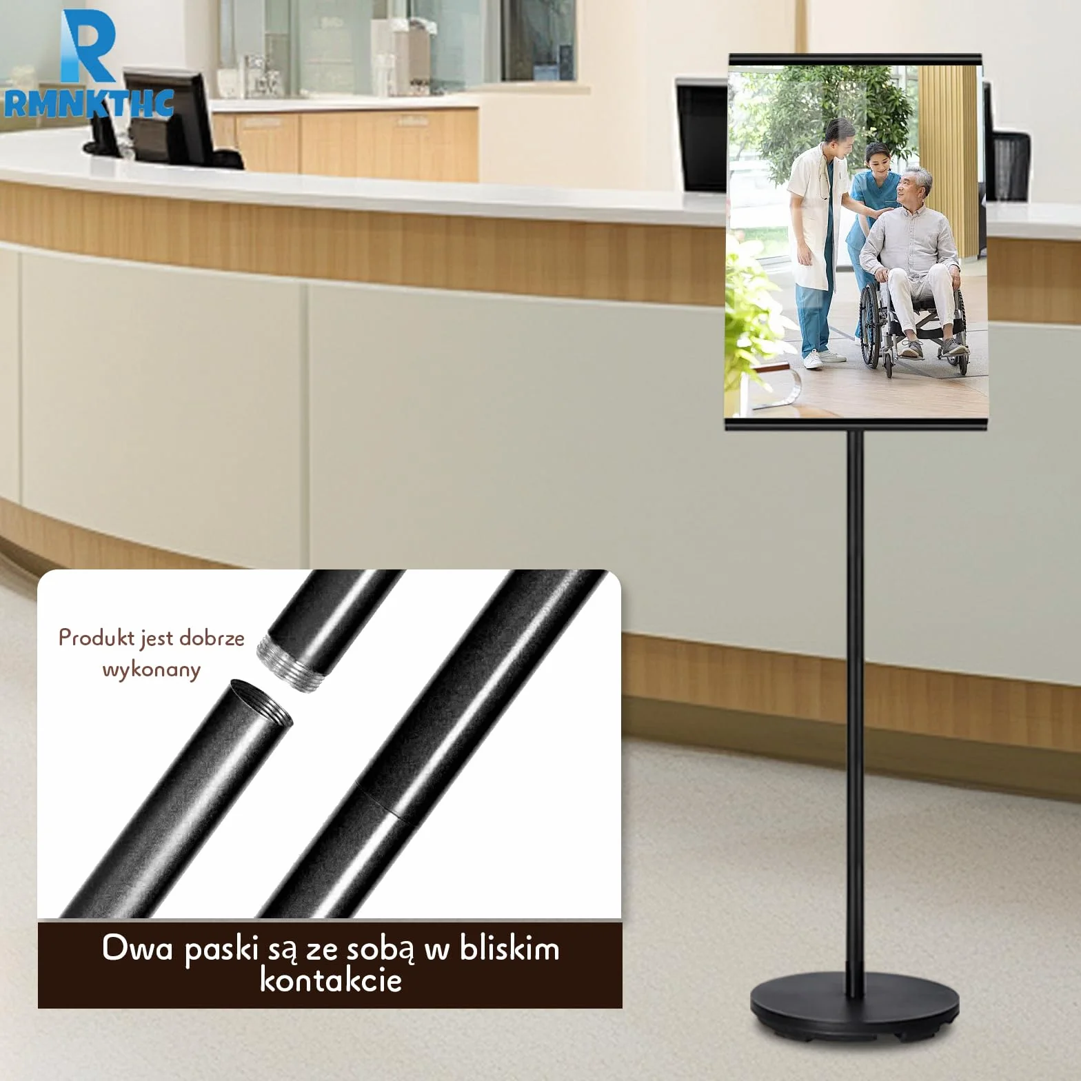 Stojak prezentacyjny A3 ze stopu aluminium, regulowany, wodoszczelny, czarny