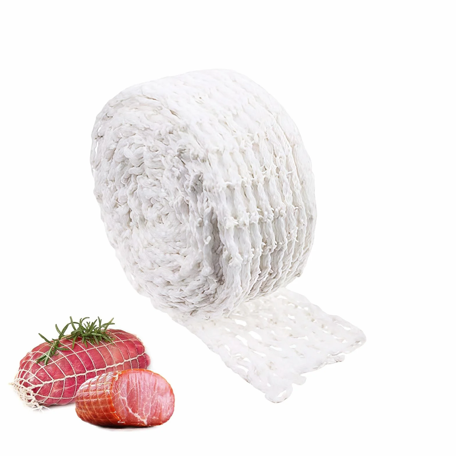 1 sztuka siatka na mięso do wędzenia, siatka na szynkę, siatka na rouladen, odporna na wysokie temperatury i elastyczna siatka wędzarska (5 m, 18 otworów)