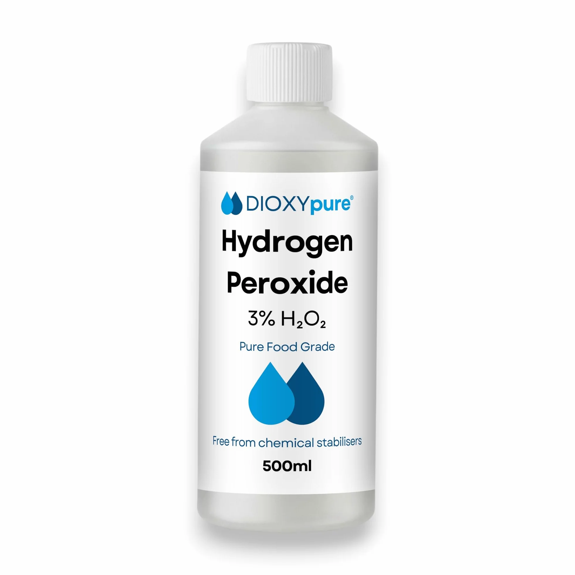 Nadtlenek wodoru spożywczy 3% - 500 ml - H2O2 - nadtlenek wodoru - bez stabilizatorów i dodatków - Wielofunkcyjny naturalny środek czyszczący - Nakrętka zabezpieczająca dla dzieci