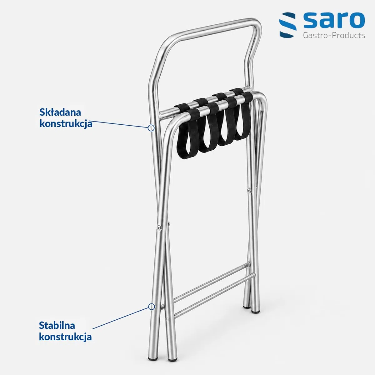 Saro AF 247 półka na walizkę, stal nierdzewna, srebrna, 50 x 55 x 63 cm