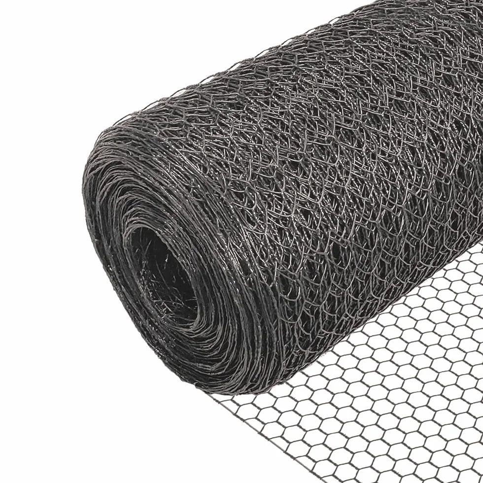 VOUNOT Ogrodzenie z siatki sześciokątnej 13 mm 100 cm 25 m powłoka PCW szary