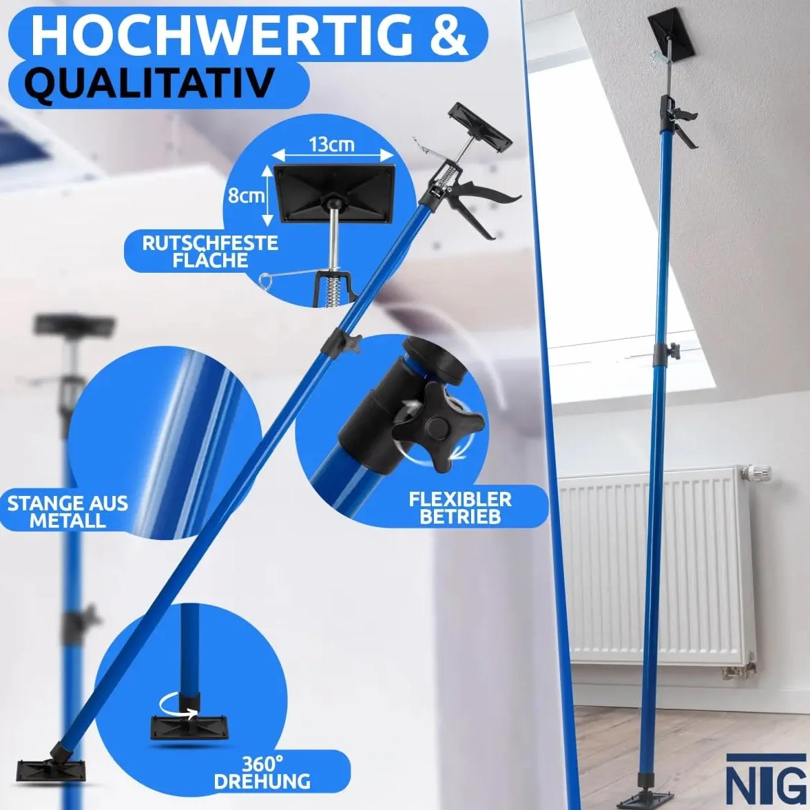 NTG podpora sufitowa jednoręczna | 115-290 cm | Do 30 kg | Kąt 45° | Do zastosowań w suchej budowie, modernizacji itp. | Podpora montażowa | Podpora sufitowa | Podpora teleskopowa | Podpora sufitowa