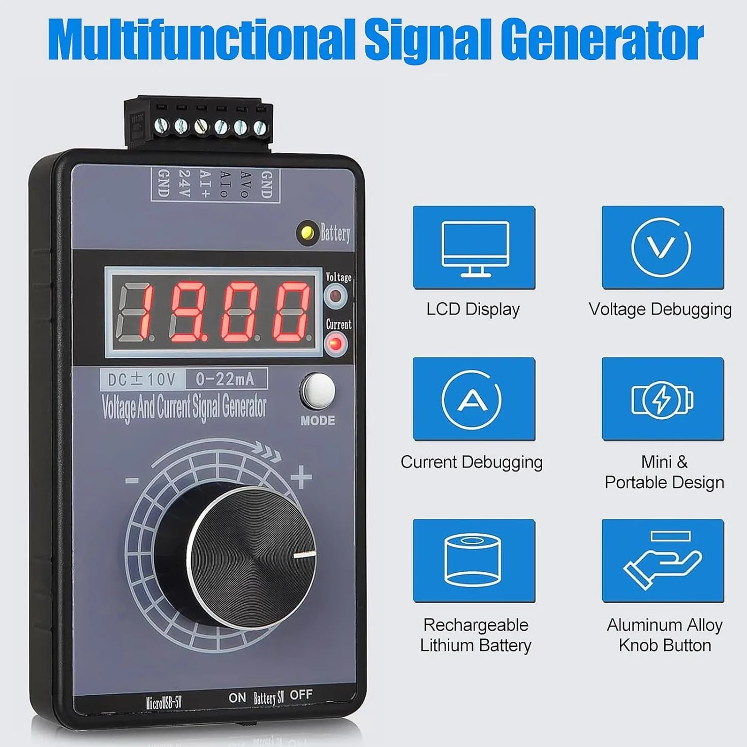 Generator sygnału Tester Napięcie ±0-5-10V Prąd 0-4-20mA Kalibrator źródeł Sygnału Analogowe źródło