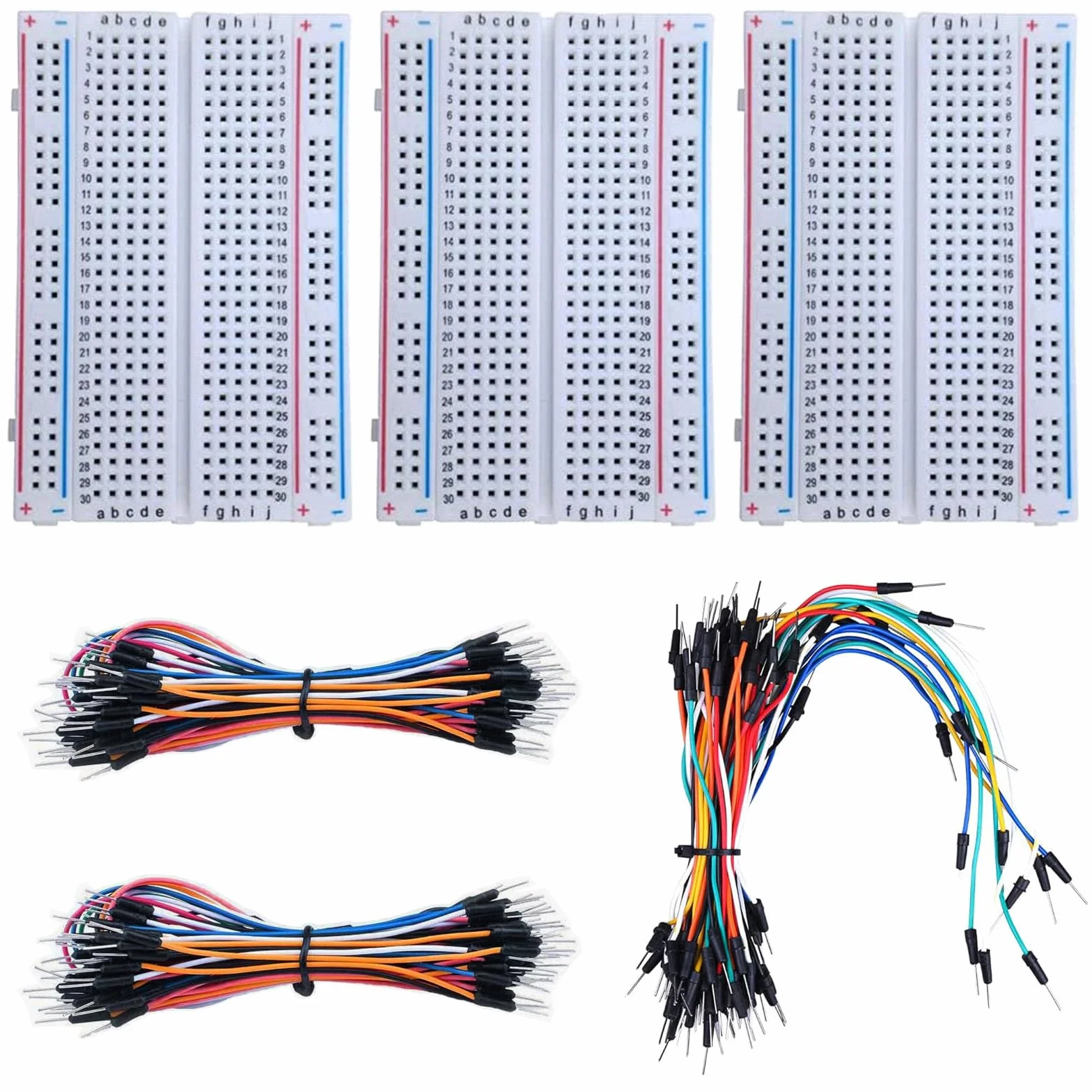 Zestaw 3 szt. 400 Tie Points Mini Breadboard Kit, nielutowana płytka drukowana do Arduino Proto Shield + 195 szt. mostków wtykowych Jumper Wire Kabel