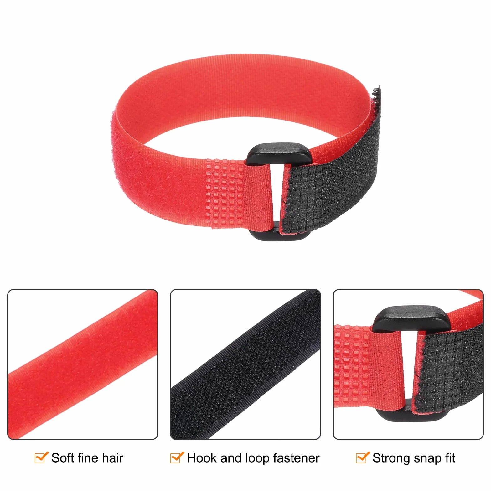 QUARKZMAN 8 sztuk pasów mocujących na baterie wielokrotnego użytku, 0,8 x 30 cm, czerwony nylon, uniwersalny pasek na baterie, regulowany pasek mocujący na rzepy, do quadcoptera