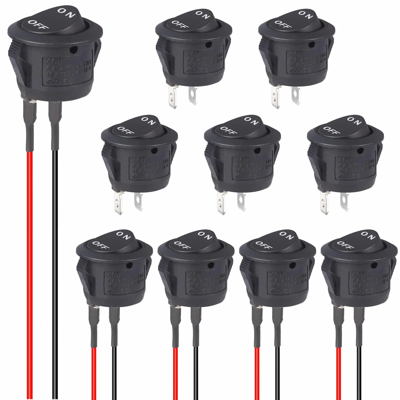 VEXUNGA przełącznik kołyskowy ON OFF 12 V 2-biegunowy 6 A 250 V 10 A 125 V AC 5 sztuk
