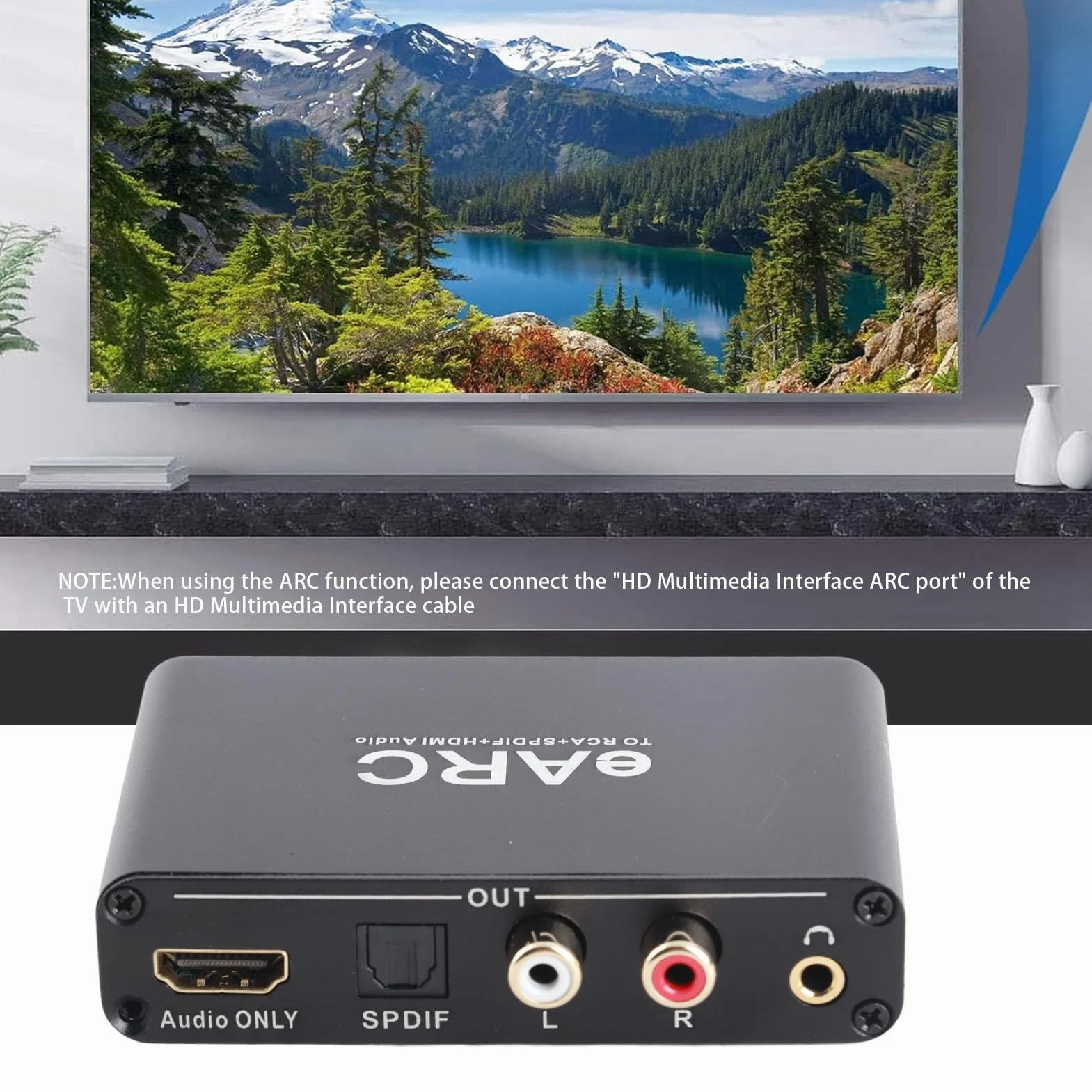 Dpofirs Earc Audio Extractor, Earc Audio Converter do HDMI/Optical / 3,5 Mm Ekstraktor Dźwiękowy, Adapter łukowy HDMI dla TV do Systemu Głośnikowego