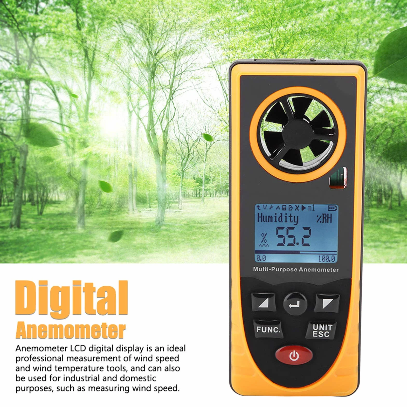 GM8910 Cyfrowy Anemometr LCD Miernik Prędkości Wiatru