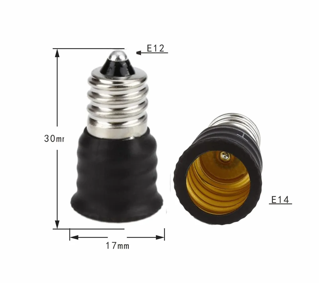 ShuoHui 10 Sztuk E12 na E14 Adapter Cokołu Lampy do Żarówek LED, Halogenowych i Energooszczędnych