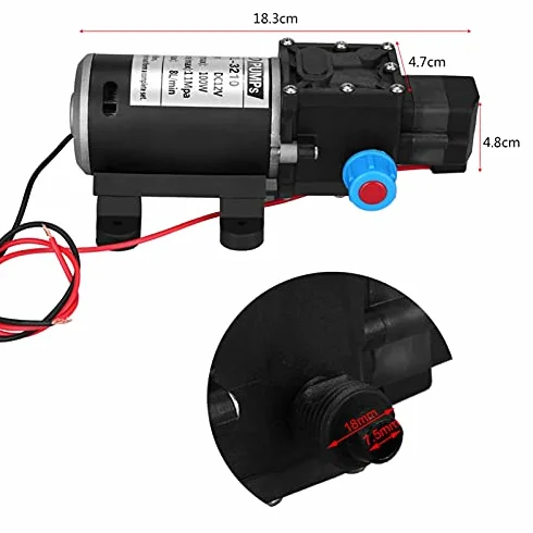 Samozasysająca pompa wodna 12V DC 100W 8L / Min 160Psi wysokociśnieniowa membranowa samozasysająca pompa wodna do mycia
