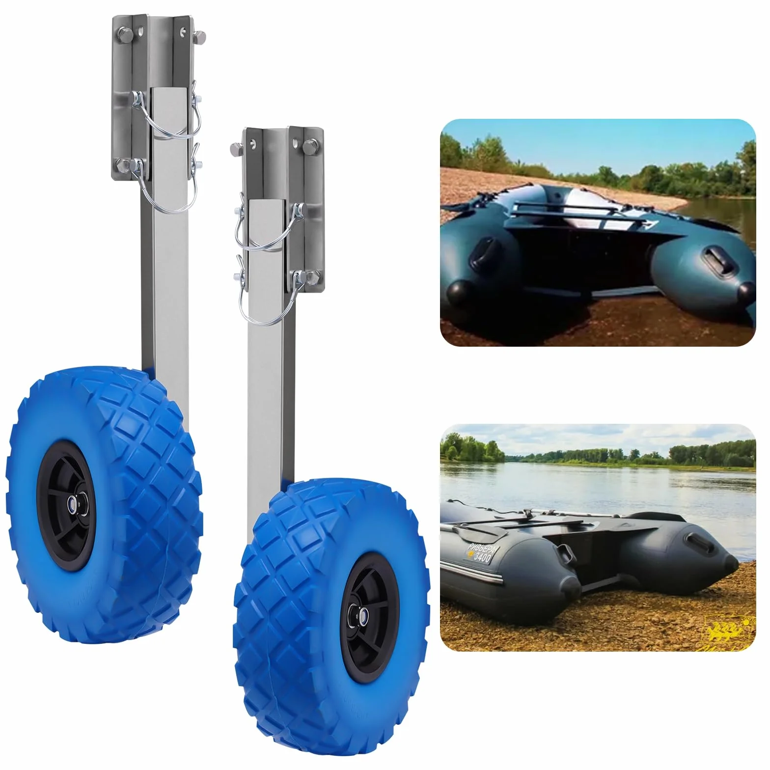 Ponton 150 kg, koła transportowe ze stali nierdzewnej 15 x 8,5 cm, zdejmowane do łodzi