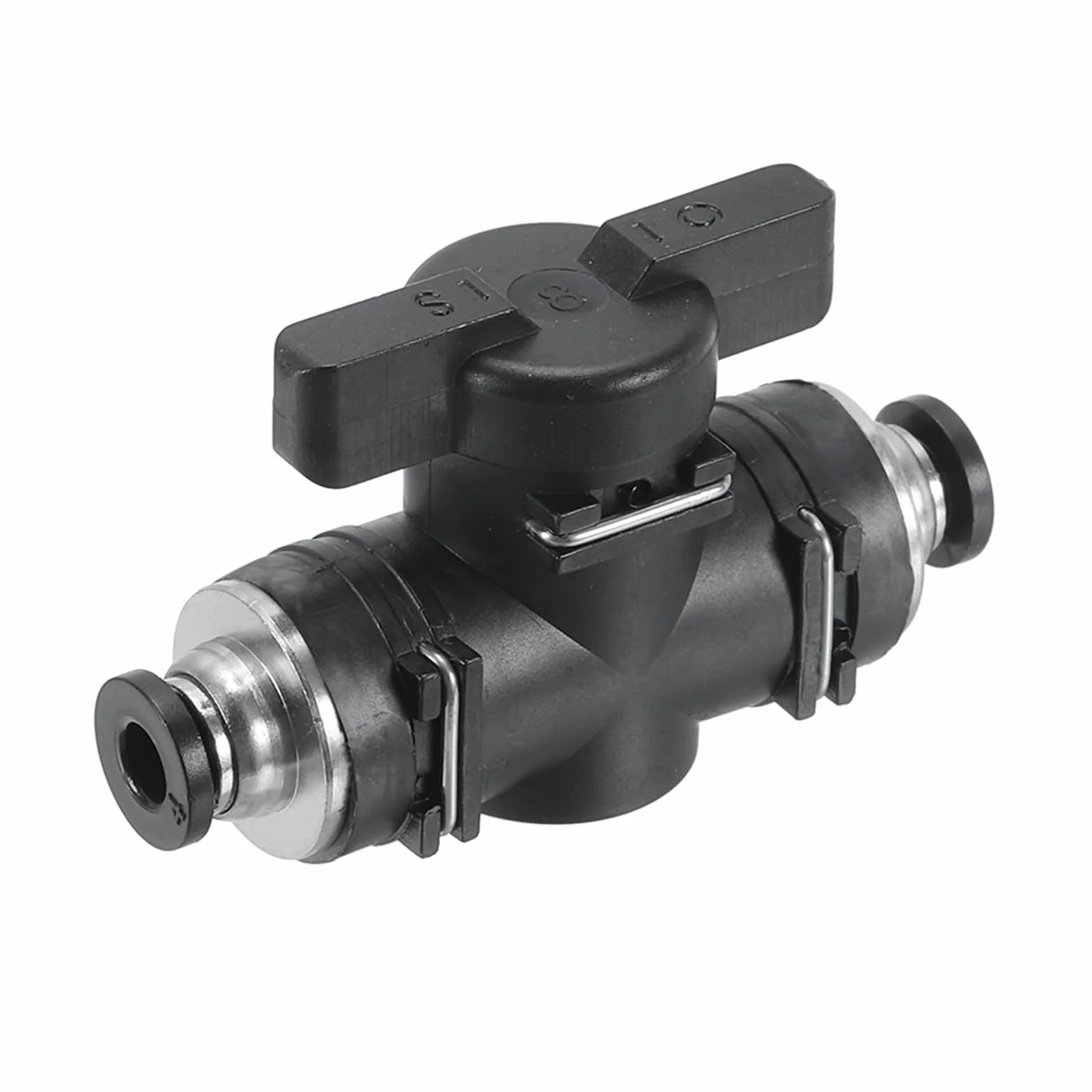 PATIKIL Pneumatyczny zawór kulowy 4 mm, OD BUC Push to Connect, złączki rurowe, zawór kulowy, prosty zawór sterujący przepływem powietrza, do hydraulicznego powietrza, czarno-srebrny