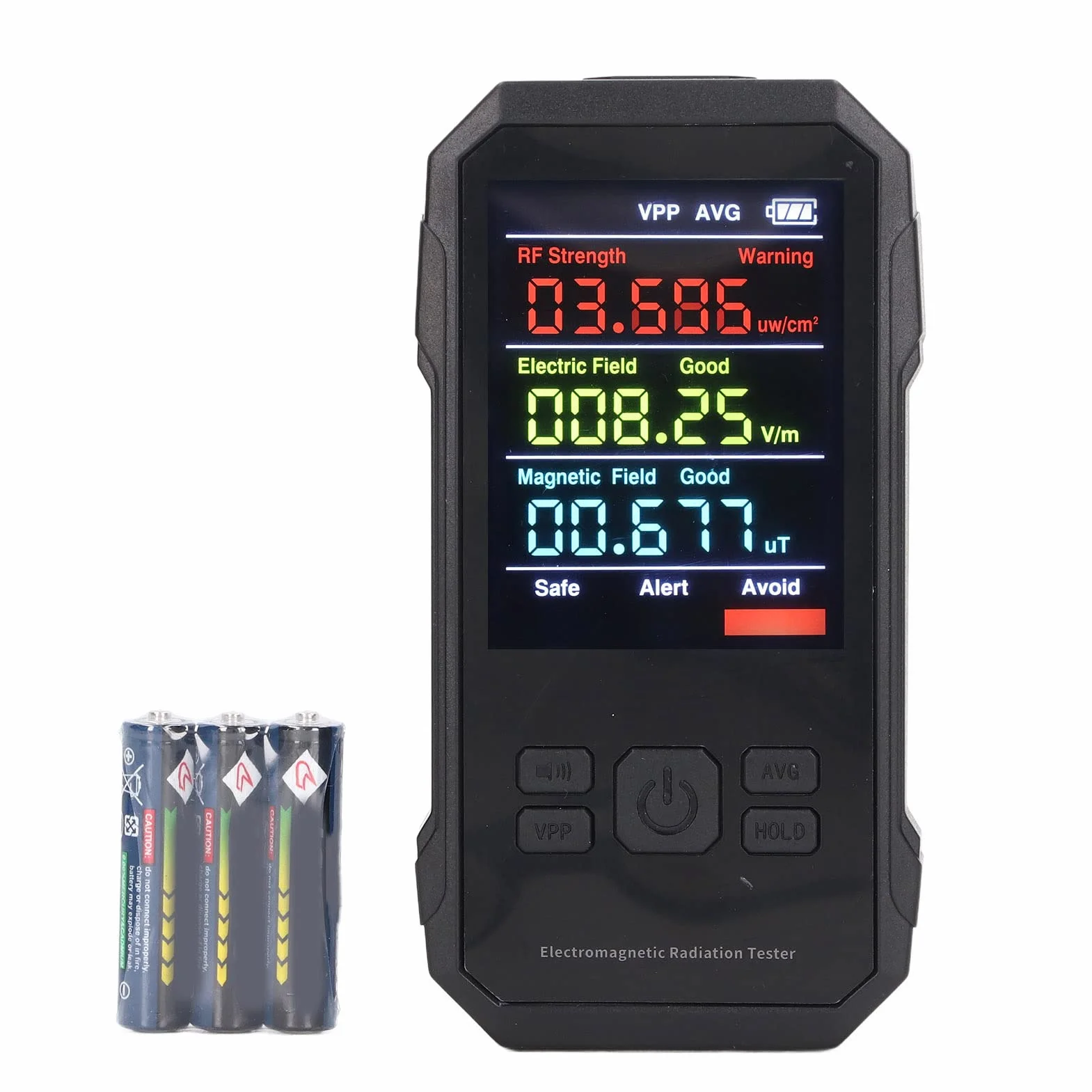 Ręczny Detektor Promieniowania, Cyfrowy Licznik Geigera Monitor Promieniowania RF Tester Promieniowania Elektromagnetycznego Ręczny Miernik Promieniowania dla Domu, Biura, Fabryki (Czarny)