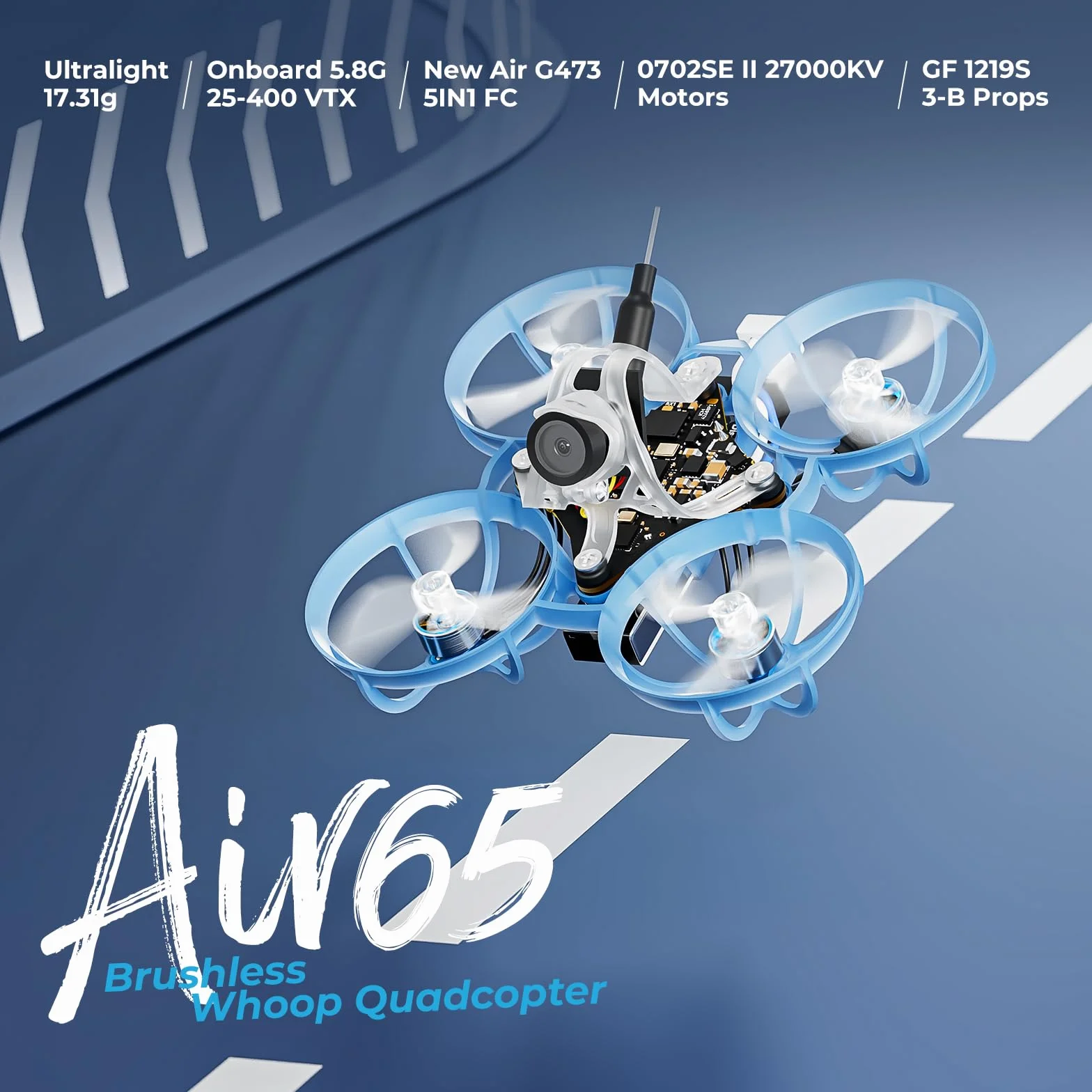 BETAFPV Air65 bezszczotkowy, 4-osiowy, ultralekki, 65-milimetrowy mikro dron zdalnie sterowany z silnikiem G473 5w1 Air, kamerą FPV C03, silnikami 0702SE II 27000KV