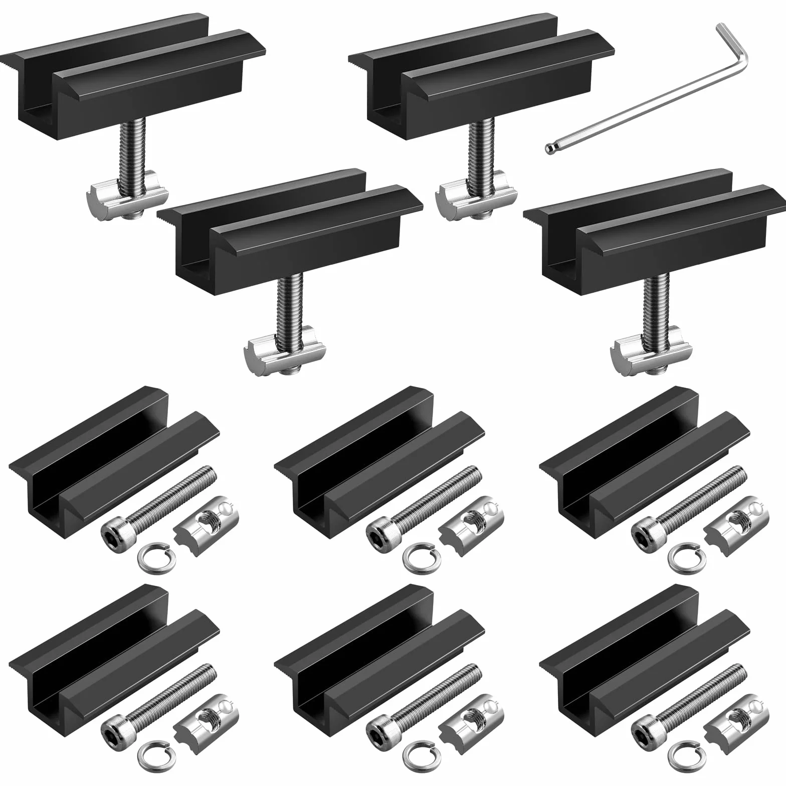 GETLITOOL Akcesoria do szyny montażowej PV, 10 szt. aluminiowy zacisk środkowy, fotowoltaiczne panele słoneczne do wysokości modułu 30-42 mm, wspornik modułów solarnych zaciski do montażu profili
