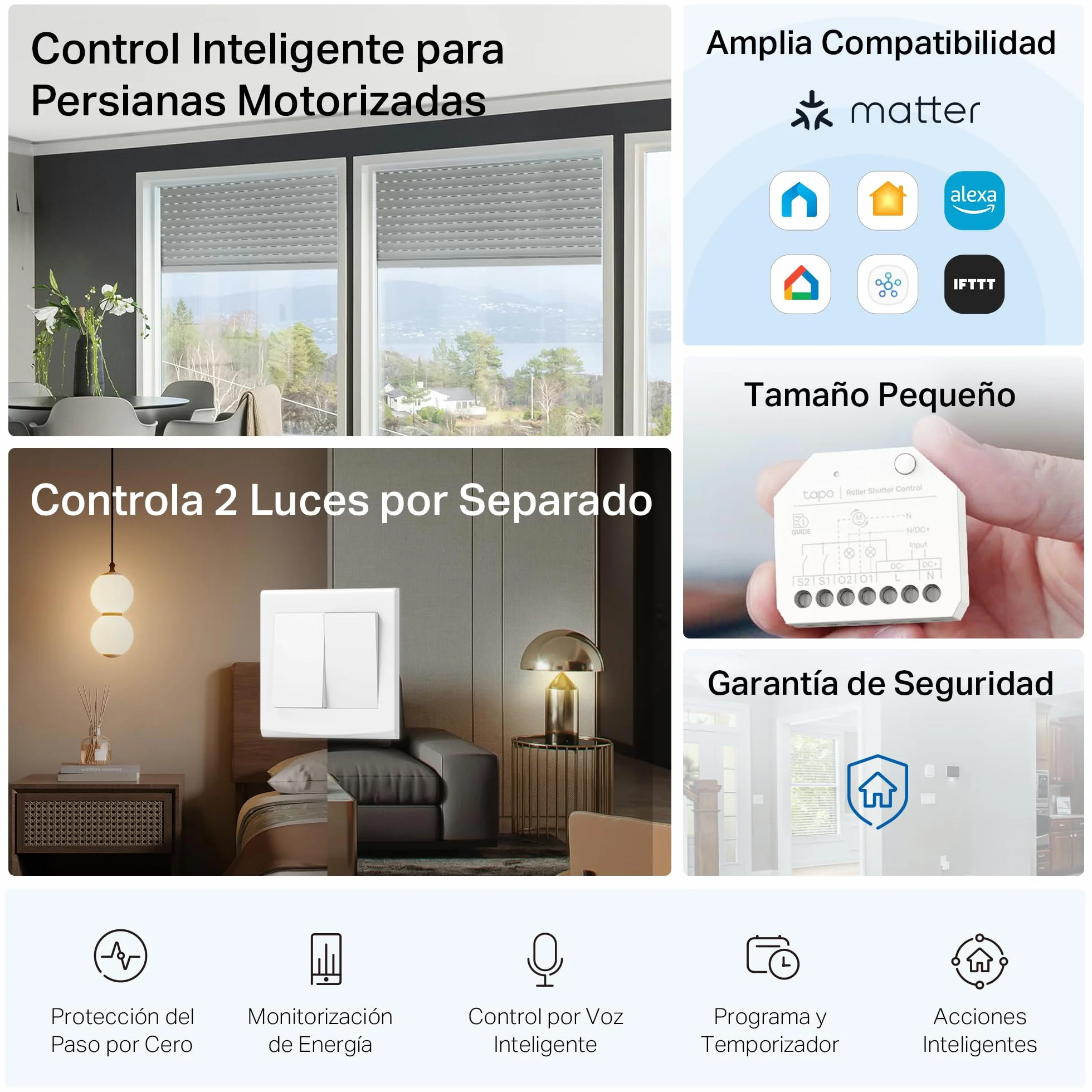 Tapo S112 2-kanałowy przełącznik przekaźnika Wi-Fi Bluetooth Smart 6 A sterowanie roletą oświetleniem pomiar zużycia energii