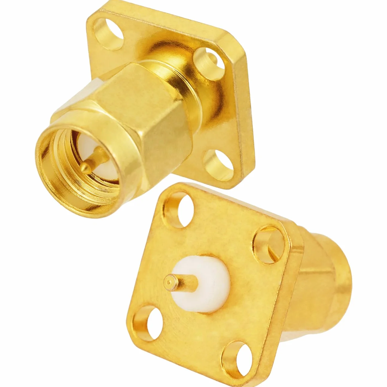 Vecys 2 Stuks SMA Męski Panel Podwozia RF Adapter Koncentryczny 50 Ohm SMA Męski 4 Otworowa Złącze do Montażu Panelowego do Anteny Radiowej Kabel Koncentryczny