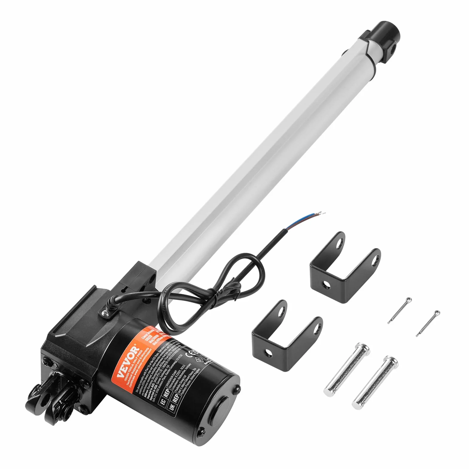 VEVOR Napęd liniowy 6000 N DC 12 V napęd liniowy IP44, elektryczny silnik liniowy 350 mm, długość skoku, poziom hałasu ≤ 50 dB, elektryczny otwieracz drzwi 5 mm/s, prędkość jazdy, technika liniowa,