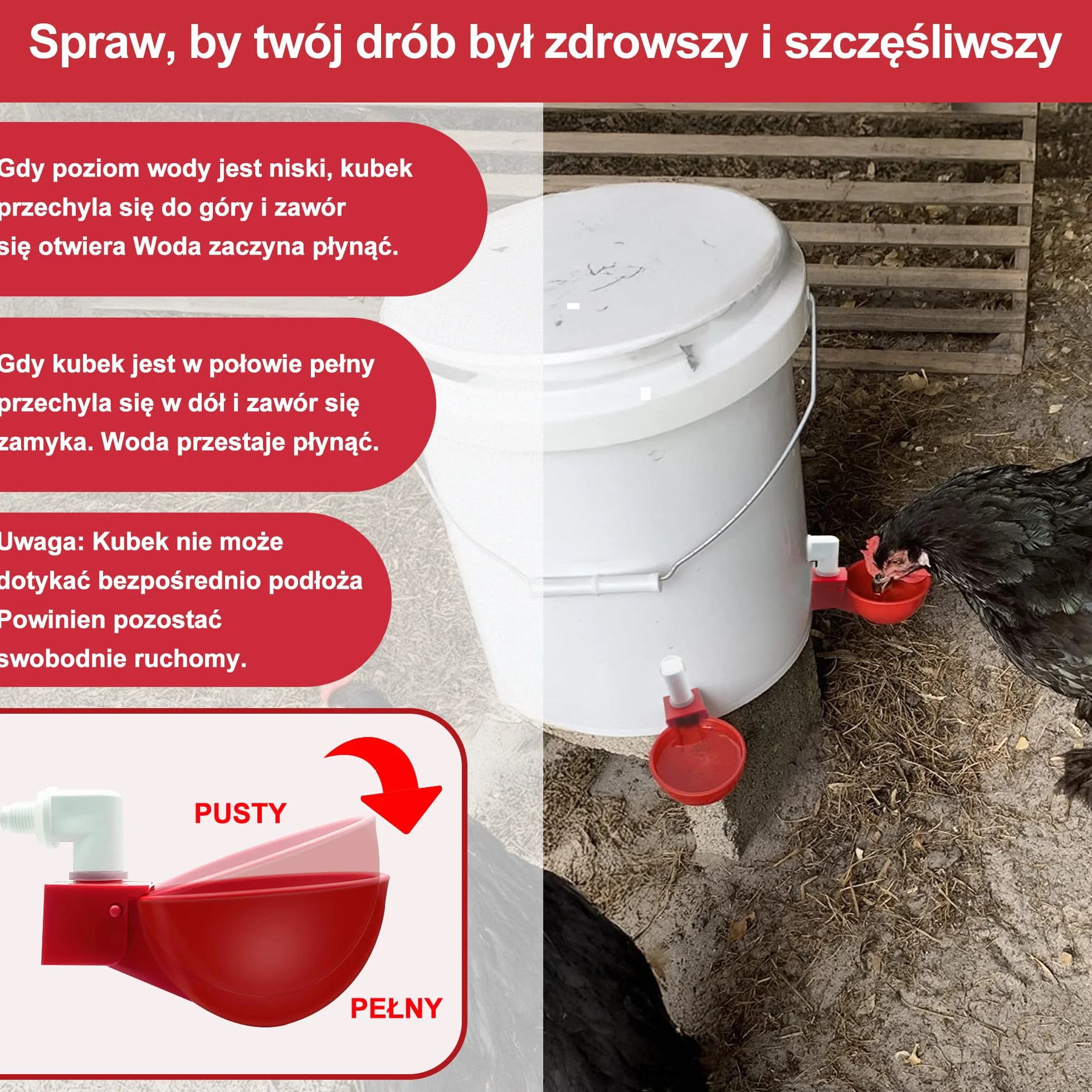 Automatyczny Zestaw Poidła dla Kurcząt DIY - 6 Kubków na Wodę z Głowicą Odprowadzającą