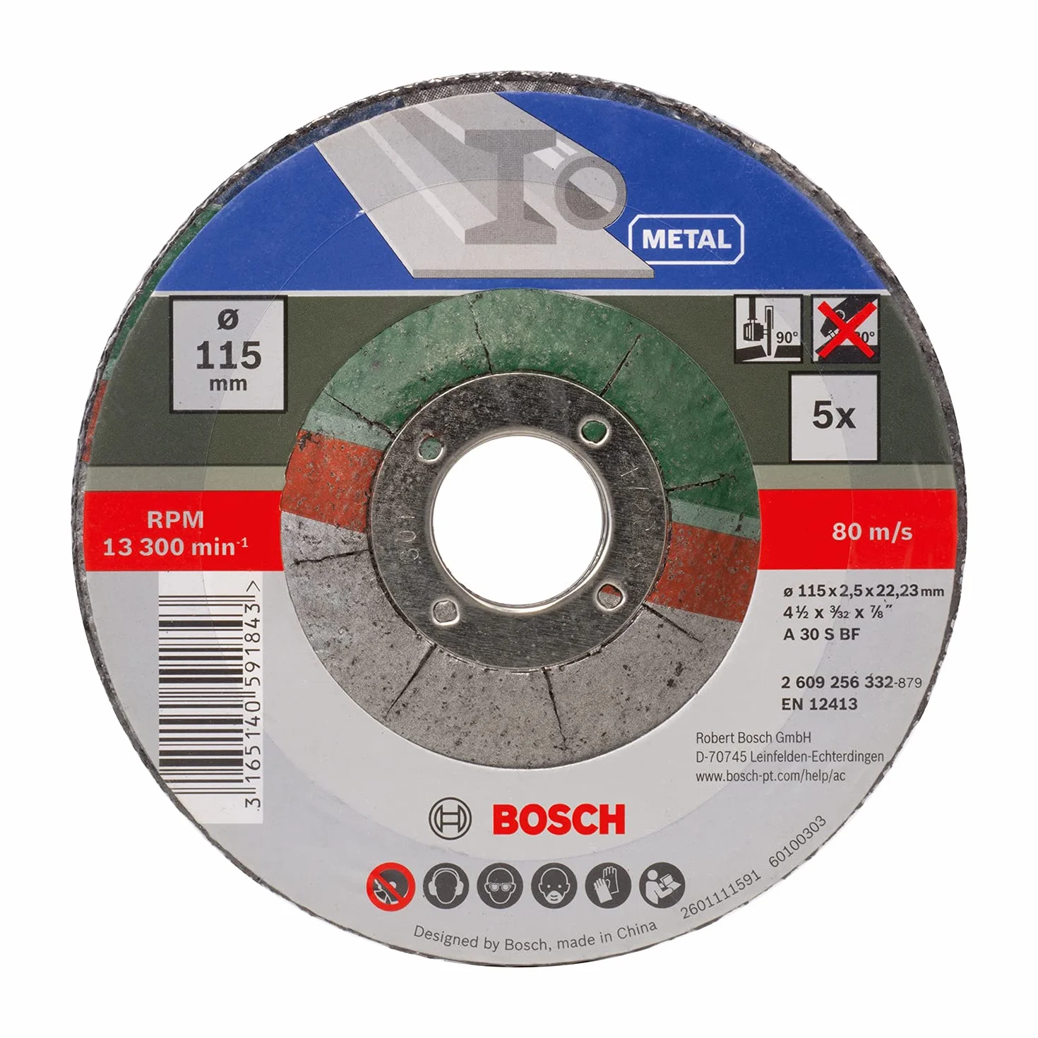 Bosch Profesional SET TARCZ KORUNDOWYCH 5 SZT METAL 115MM