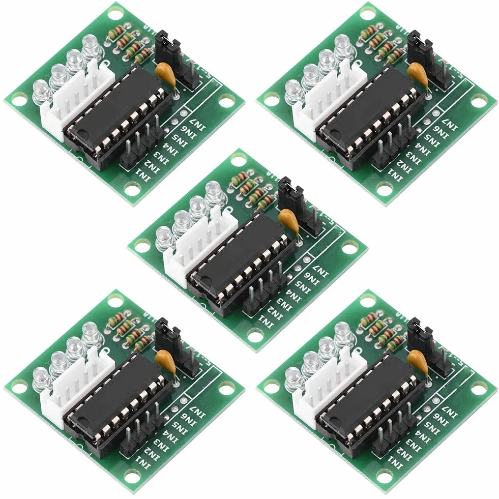 Pissente ULN2003 Sterownik Silnika Krokowego Płytka 5 Sztuk Wysokiej Mocy Chip 4 Fazowy Wskaźnik LED Plug and Play z Interfejsem Rozszerzeń dla Projektów Robotyki